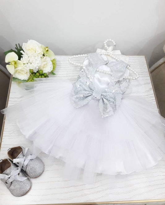 White tiered tulle dress